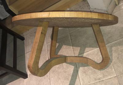 Jean Roy re Jean Roy re Genuine tripod oak coffee table in vintage condition