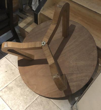 Jean Roy re Jean Roy re Genuine tripod oak coffee table in vintage condition