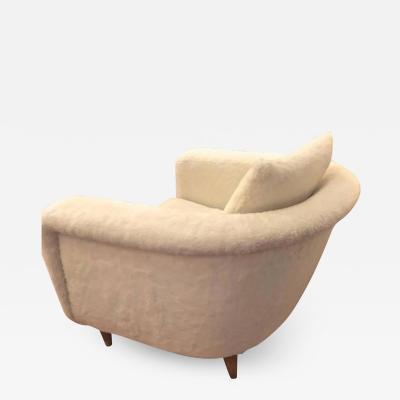 Jean Roy re Jean Roy re Pair of Armchairs with Tapered Metal Sabot Covered in Faux Fur