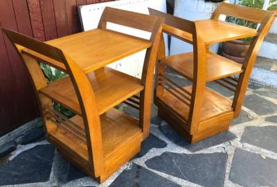 Jean Roy re Jean Roy re Pair of Two Tier Bedsides or Side Tables in Oak