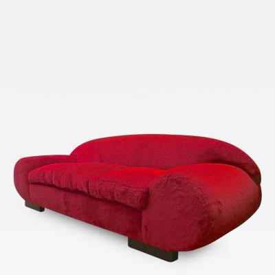 Jean Roy re Jean Roy re Rarest Mammoth Big Documented Red Couch Covered in Wool Faux Fur