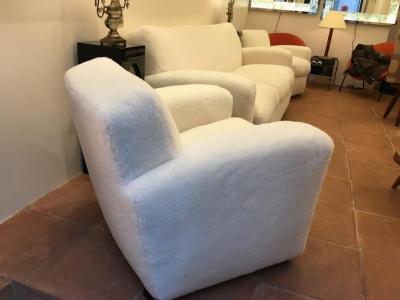 Jean Roy re Jean Roy re for Maison Gouff Stamped One Couch and Two Club Chairs in Faux Fur