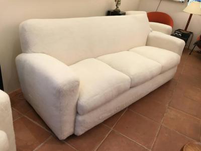Jean Roy re Jean Roy re for Maison Gouff Stamped One Couch and Two Club Chairs in Faux Fur