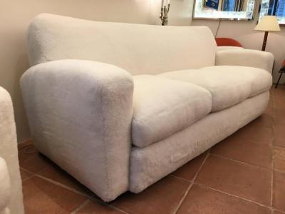 Jean Roy re Jean Roy re for Maison Gouff Stamped One Couch and Two Club Chairs in Faux Fur