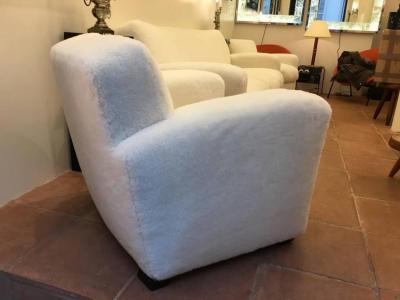 Jean Roy re Jean Roy re for Maison Gouff Stamped One Couch and Two Club Chairs in Faux Fur