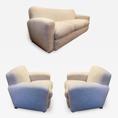 Jean Roy re Jean Roy re for Maison Gouff Stamped One Couch and Two Club Chairs in Faux Fur
