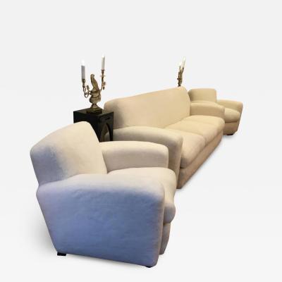 Jean Roy re Jean Roy re for Maison Gouff Stamped One Couch and Two Club Chairs in Faux Fur