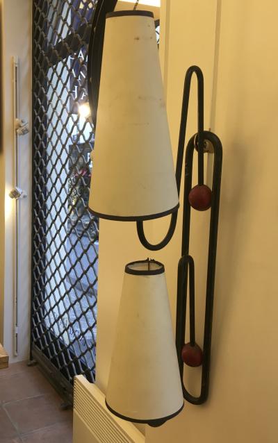 Jean Roy re Jean Royere 2 Light Sconces Model Pointe Emery in Vintage Condition