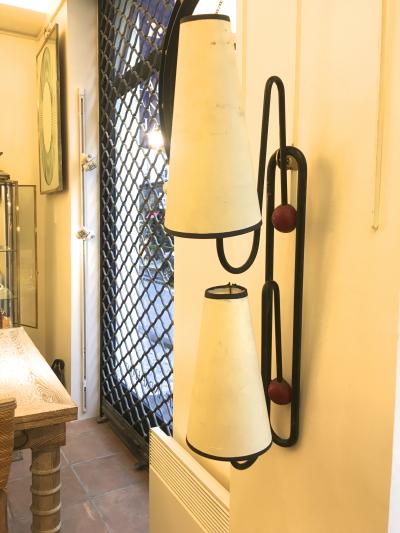 Jean Roy re Jean Royere 2 Light Sconces Model Pointe Emery in Vintage Condition