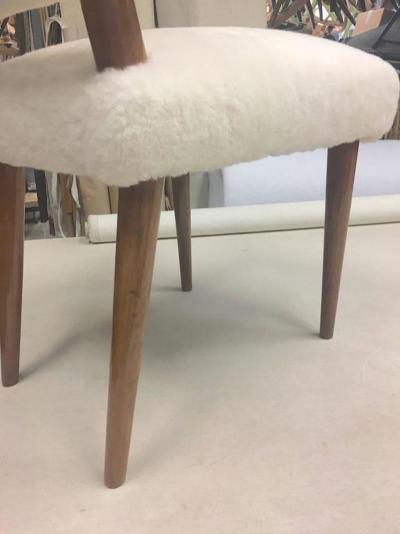 Jean Roy re Jean Royere Ash Rare Set of Three Chairs Covered in Wool Faux Fur