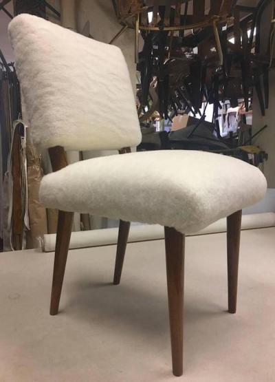 Jean Roy re Jean Royere Ash Rare Set of Three Chairs Covered in Wool Faux Fur
