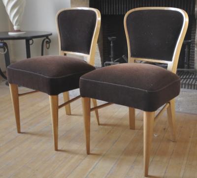 Jean Roy re Jean Royere Documented Pair of Chairs model Restaurant Drouant 