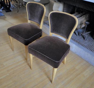 Jean Roy re Jean Royere Documented Pair of Chairs model Restaurant Drouant 