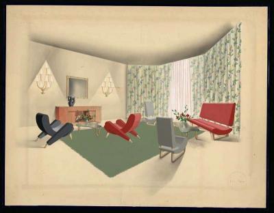 Jean Roy re Jean Royere Stunning Documented Pair of Lounge Chairs model Varsano 