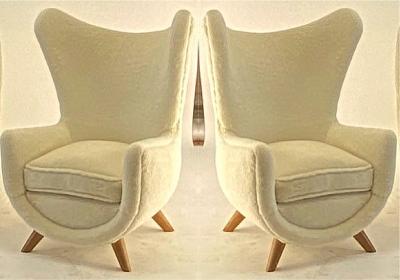 Jean Roy re Jean Royere documented genuine pair of model Elephanteau chairs