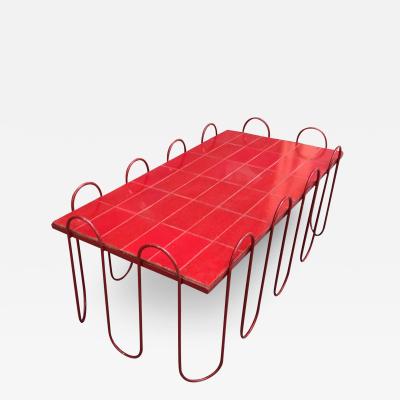 Jean Roy re Jean Royere documented genuine red lacquered ondulation coffee table