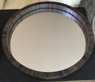 Jean Roy re Jean Royere documented rare marqueterie de paille small round mirror