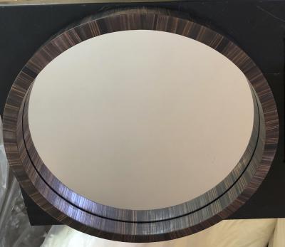 Jean Roy re Jean Royere documented rare marqueterie de paille small round mirror