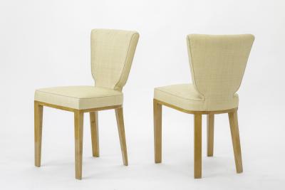 Jean Roy re Jean Royere documented vintage 4 trefle chairs covered in raphia cloth