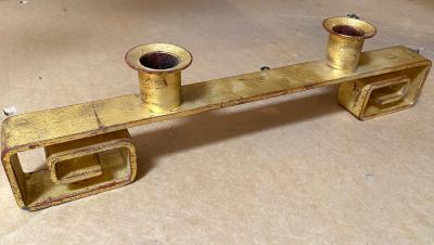 Jean Roy re Jean Royere documentedmodel Crenaux gold leaf wrought iron candle stick