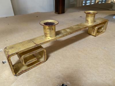 Jean Roy re Jean Royere documentedmodel Crenaux gold leaf wrought iron candle stick