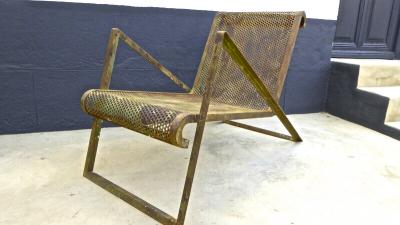 Jean Roy re Jean Royere early rarest documented perforated iron lounge chair