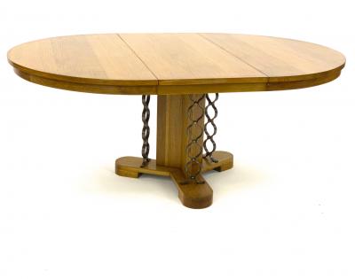 Jean Roy re Jean Royere extendable documented genuine oak model Ruban dinning table