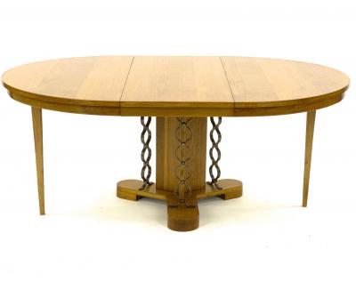 Jean Roy re Jean Royere extendable documented genuine oak model Ruban dinning table