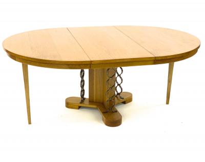 Jean Roy re Jean Royere extendable documented genuine oak model Ruban dinning table