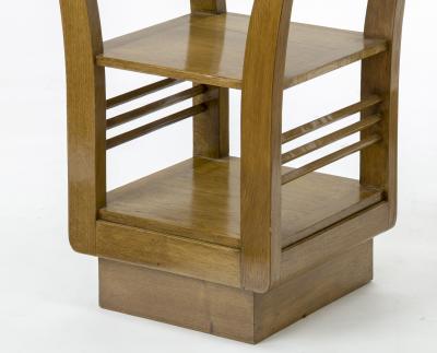 Jean Roy re Jean Royere for Gouffe pair of oak 2 tier coffee table or side table