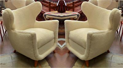 Jean Roy re Jean Royere genuine documented pair of Petit Elephanteau lounge chairs