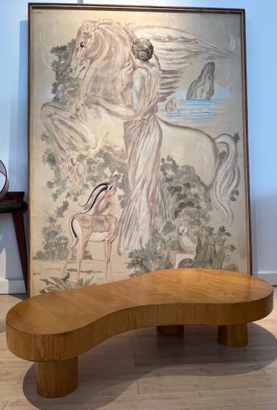 Jean Roy re Jean Royere oak documented model flaque coffee table