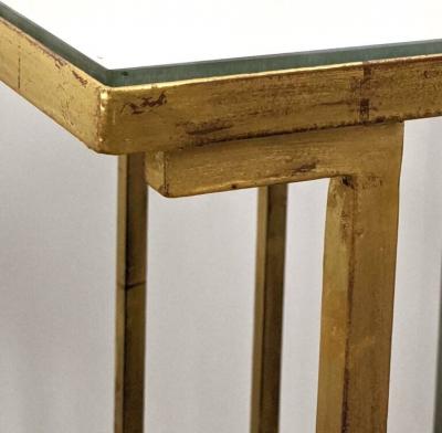 Jean Roy re Jean Royere pair of gilt iron stack tables