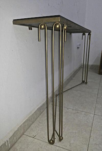 Jean Roy re Jean Royere rare documented gold leaf console model Ondulation 