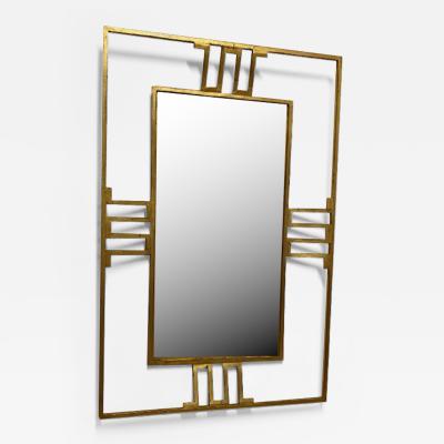 Jean Roy re Jean Royere rarest documented gold leaf wrought iron mirror