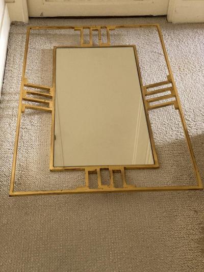 Jean Roy re Jean Royere rarest documented gold leaf wrought iron mirror