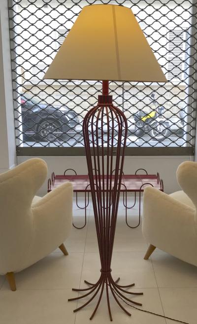 Jean Roy re Jean Royere rarest documented red floor lamp model millepatte 