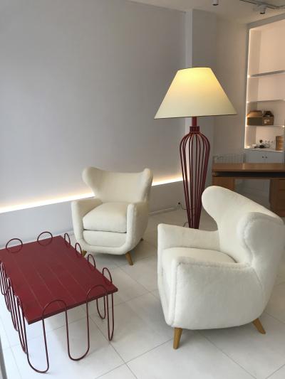 Jean Roy re Jean Royere rarest documented red floor lamp model millepatte 