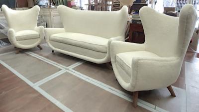 Jean Roy re Jean Royere rarest documented set of 2 chairs and 1 couch model Elephanteau 