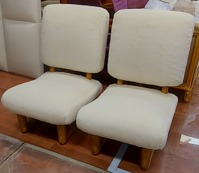 Jean Roy re Jean Royere rarest pair of Visiteur du soir wool faux fur slipper chairs