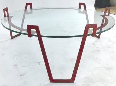 Jean Roy re Jean Royere red lacquered wrought iron model Val dor coffee table