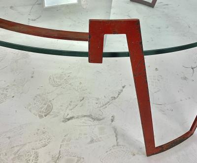 Jean Roy re Jean Royere red lacquered wrought iron model Val dor coffee table