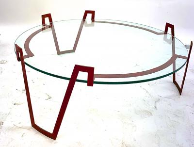 Jean Roy re Jean Royere red lacquered wrought iron model Val dor coffee table