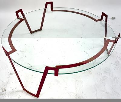 Jean Roy re Jean Royere red lacquered wrought iron model Val dor coffee table