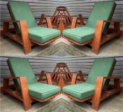 Jean Roy re Jean Royere style rare set of 4 lounge easy chairs