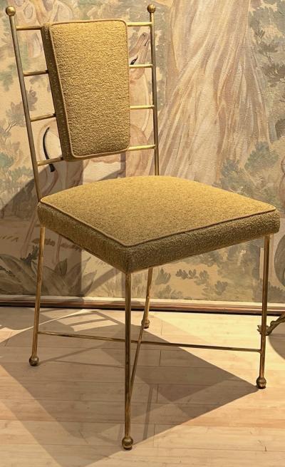 Jean Roy re Jean Royere style set of 6 gold leaf wrought iron dinning chairs