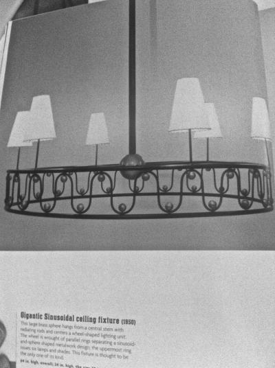 Jean Roy re Jean Royere vintage documented rarest model Ondulation big chandelier
