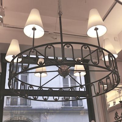 Jean Roy re Jean Royere vintage documented rarest model Ondulation big chandelier
