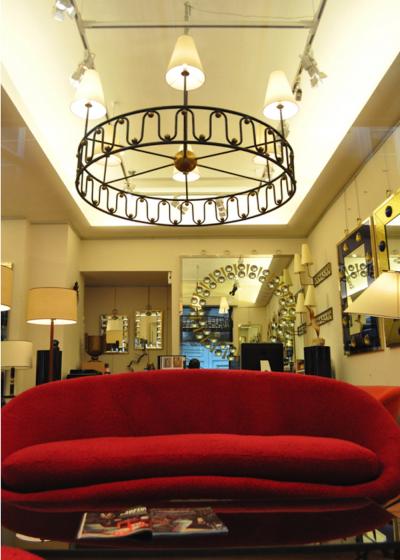 Jean Roy re Jean Royere vintage documented rarest model Ondulation big chandelier