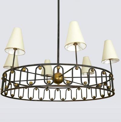 Jean Roy re Jean Royere vintage documented rarest model Ondulation big chandelier